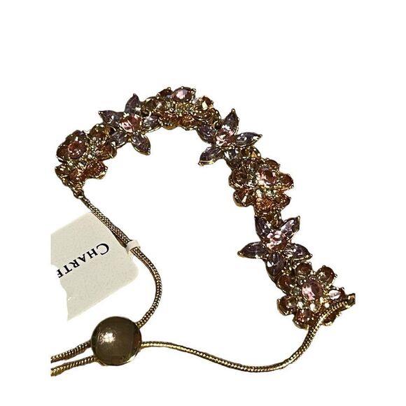 NWT Charter Club Gold-Tone Multi-Crystal Flower Slider Bracelet - Picture 5 of 5